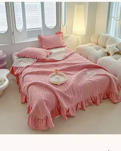 Colchas de verão de cor sólida para cama de casamento 150 coreano queensize colcha e fronha nova classe a capas de cama de casal sofá