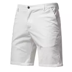 Imagem do Calções de praia masculinos com elástico na cintura, 100% algodão, social, casual, negócios, alta qualidade, 10 cores, novo, verão, 2021