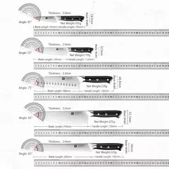 Imagem do XINZUO-Stainless Steel Kitchen Knives Set, Bloco de Alto Carbono, Ebony Handle, Cutelo, Peixe, Legumes Slicing Knife, 7Pcs