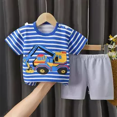 Conjunto de 2 peças e shorts para crianças, pijama de algodão com desenhos animados, zebra, impressão de dinossauro, roupas novas de noite para 1 a 6 anos na internet