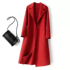 2023 elegante simples casaco feminino outono e inverno novo um botão pura lã reversível casaco de lã longo selvagem top das mulheres - loja online