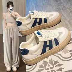 Sapatos casuais femininos de sola grossa, tênis respiráveis, confortáveis, com todos os fósforos, novos, primavera e outono, 2022, D116 na internet