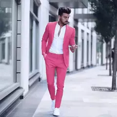 Ternos casuais slim fit masculinos para casamento, lapela de pico, smoking masculino do noivo, traje masculino, 2 peças - Wolf Magazine