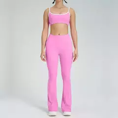 Imagem do Terno de Yoga Patchwork de duas peças para mulheres, cintura alta Flare Leggings, roupas de treino Fitness Sportswear agasalho