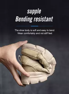 Sapatos Hollow Breathable Steel Toe Work para homens e mulheres, botas de segurança leves, anti-escorregadias, tênis masculino