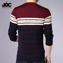Pulôver de malha listrada manga comprida masculino, top casual fashion, primavera e outono - loja online