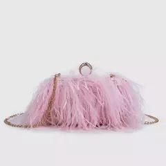 Ostrich Feather Clutch Bag para senhoras, Faux Fur Wallet, anéis de diamante Knuckle, jantar, bolsa de casamento, chique de luxo, moda - loja online