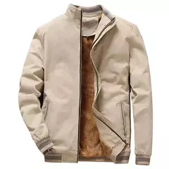 Jaqueta de beisebol masculina com zíper, jaqueta de aviador, engrossada e quente, monocromática, blusa grande, nova moda, outono e inverno, M-5XL