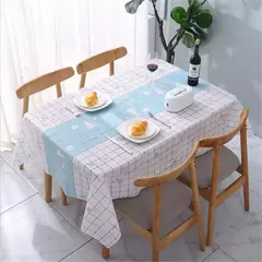 Plástico PVC Impermeável Oilproof Cozinha Mesa De Jantar Capa, Toalha De Mesa Retangular, Grade Impresso Mat, Capa Antifouling - loja online