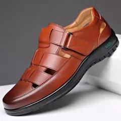 Sapatos de couro oco masculino, sandálias casuais, sapatos de furos respiráveis, verão, 2024 - Wolf Magazine