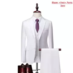 Imagem do Terno monocromático de três peças masculino, vestido de noiva monocromático para noivo, colete e calça, marca de luxo, negócios formais, 14 cores, M-6XL