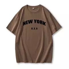 Blessyuki-Camisetas femininas estampadas com carta nova-iorquina, camisetas básicas com decote em O, streetwear retrô casual, tops harajuku para senhoras, plus size, verão - comprar online