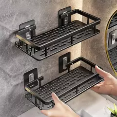 Prateleira De Banheiro De Alumínio Montado Na Parede, Sem Broca, Shampoo Bottle Shower Corner Rack, Armazenamento De Vaso Sanitário, Acessórios De Cozinha