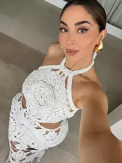 Vestido Longo de Praia Feminino, Oco, Flor, Renda, Emagrecimento, Sem Costas, Cintura Exposta, Pescoço Pendurado, Colete Suspender, Sem Alças, Sexy - Wolf Magazine