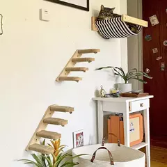 Prateleira de escalada para gatos, montada na parede, escada de quatro degraus com poste de arranhões de sisal para gatos, torre de árvore, plataforma, móveis para animais de estimação - comprar online
