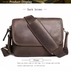 Bolsa de ombro retrô de couro genuíno masculina, grande capacidade, bolsa transversal diagonal, bolsa pequena para iPad, cavalo louco na internet