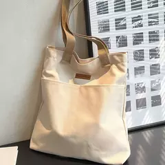 Sacola de lona monocromática para mulheres, designer, bolsa casual, bolsa de ombro, grande capacidade, algodão, reutilizável, praia, compras - comprar online
