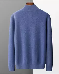 Cardigã de cashmere com gola alta masculino 100% pura, suéter espesso, blusa casual de malha, tamanho grande, quente, outono, inverno, novo