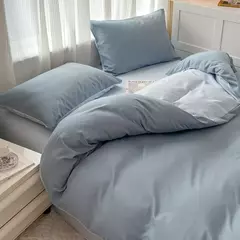 Conjunto de cama de tecido com escova de cor sólida, 2 lados, 4 peças, capa de edredom, fronha, lençol, colcha, único, queen, king size - Wolf Magazine