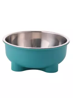 1pc tigela de quatro pernas de cor sólida de aço inoxidável para cães de estimação e tigela de gato para uso interno e externo na internet