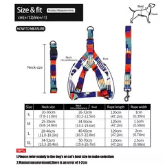 Conjunto de três peças de peito e arnês abstrato, padrão geométrico, emenda multicolorida, peito de animal de estimação e coleira de arnês com 1 peça - Wolf Magazine
