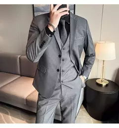 Terno de casamento casual de negócios masculino, conjunto de 3 peças, colete e calças masculinas bonitas de banquete, alta qualidade, nova moda, R$ 2020 na internet