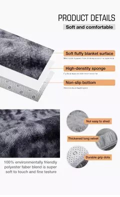 Tapetes macios para o quarto, Tie-Dyed Fuzzy Shag, Tapete de cabeceira de pelúcia, Tapete de sala de estar - comprar online