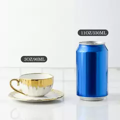 Xícara De Café De Porcelana E Pires Conjunto Com Guarnição De Ouro, Copos De Cerâmica Com Pires, Copos De Espresso, 2.5 oz, 6 Conjuntos