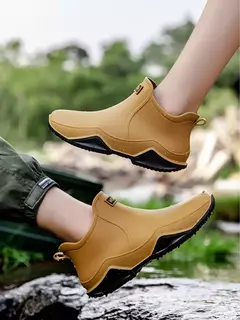 Imagem do Botas de chuva antiderrapante impermeáveis para homens, sapatos de tornozelo alto para casal, caminhadas, pesca, água, chef, trabalho, ao ar livre, moda, novo