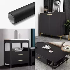 Auto-adesivo Matt Black Film, adesivo grosso, móveis, cozinha, armários, mesas, parede, DIY Renovation Wallpaper, 40cm de largura - loja online