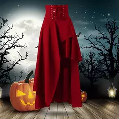 Imagem do Saias de renda Steampunk gótica feminina, saia vintage medieval, fada preta, saia vitoriana assimétrica, traje de performance