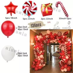 Decorações balões de natal guirlanda arco vermelho metálico ouro com homem de gengibre estrelas balão foil para decoração de festa de natal na internet