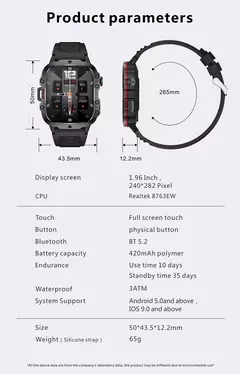 Xiaomi-relógio inteligente militar para homens, IP68, 5ATM, esportes ao ar livre, rastreador de fitness, monitor de saúde, 1,96 ", chamada BT, novo, 2021 na internet