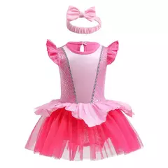 Imagem do Baby Romper TUTU Vestido Com Headband Infantil Baby Princess Girl Roupas Tamanho 3-18M Cute Design Baby Dress Party Trajes