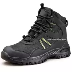 Botas de segurança para caminhada para homens, botas de aço, à prova de perfurações, calçados de segurança esportivos de cano alto, antiestáticos, ao ar livre