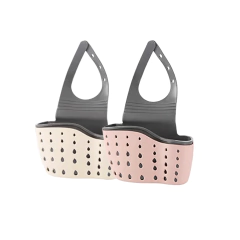 Imagem do Casa cesta de drenagem de armazenamento titular pia da cozinha ajustável sabão esponja shlf pendurado drenagem cesta saco acessórios cozinha