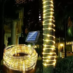 Corda de tubo solar ao ar livre luz led jardim decoração natal luz da corda de fadas 32m/22m/12m/7m festa de casamento ao ar livre lâmpada led - loja online