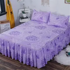 Conjunto de lençóis antiderrapantes macios, colcha de flores, lençol para rei e rainha, capa de cama doméstica, 1.5m 1.8m e 2m, 3PCs por conjunto