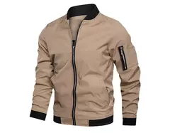 Jaqueta bomber leve masculina, casaco com zíper e bolsos, corta-vento esportivo, roupas casuais, primavera, outono - loja online