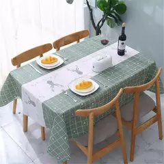 Imagem do Plástico PVC Impermeável Oilproof Cozinha Mesa De Jantar Capa, Toalha De Mesa Retangular, Grade Impresso Mat, Capa Antifouling