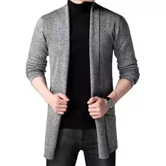 Imagem do Cardigan de tricô masculino, suéter útil, casaco todo, outono e inverno