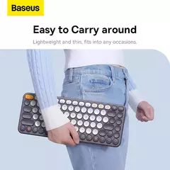 Baseus-teclado bluetooth k01a, sem fio, para macbook, ipad, pc, tablet, laptop, mini, fino, sistema duplo, 2.4g, silencioso na internet