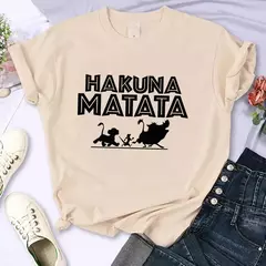 T-shirt do Rei Leão Disney para mulheres, top Kawaii engraçado, camiseta Harajuku, roupas femininas, Hakuna Matata, anos 90
