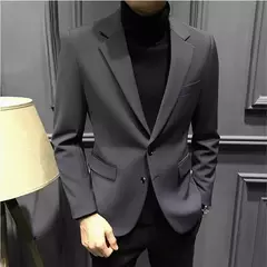 Blazer fino de negócios masculino, roupas estilo coreano, casaco casual, terno elegante, jaquetas marrons, de alta qualidade, 2024 - loja online
