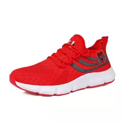 Tênis de corrida clássicos respiráveis masculinos, Sapatos de malha confortáveis leves ao ar livre, Deslizamento em sapatos de caminhada, Tênis