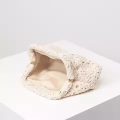 Saco de palha com padrão oco, simples e casual saco estilo boêmio com clipe, para férias, saco de praia (padrão aleatório) - Wolf Magazine