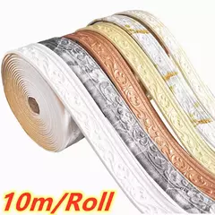 10m/rolo 3d guarnição de parede linha rodapé borda auto adesivo à prova dwaterproof água rodapé papel de parede adesivo para sala decoração casa - comprar online