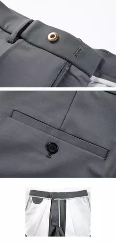 Calças justas de estiramento formal masculinas, calças casuais, roupa de cor sólida, calças de terno fashion - comprar online