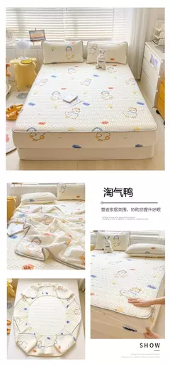 Imagem do Esteira refrigerando natural do látex para a cama, sentimento fresco macio, folha cabida e fronha, tampa do colchão, esteiras do verão da categoria A