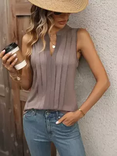 Blusas soltas, sem mangas, camisas grandes, tops femininos elegantes, monocromáticas, casuais, moda jovem, verão - loja online